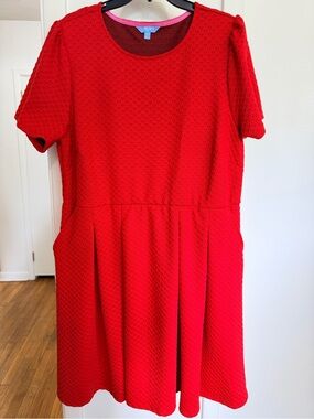 Draper James RSVP Red Textured Fit & Flare Dress 2X Reese Witherspoon Collection